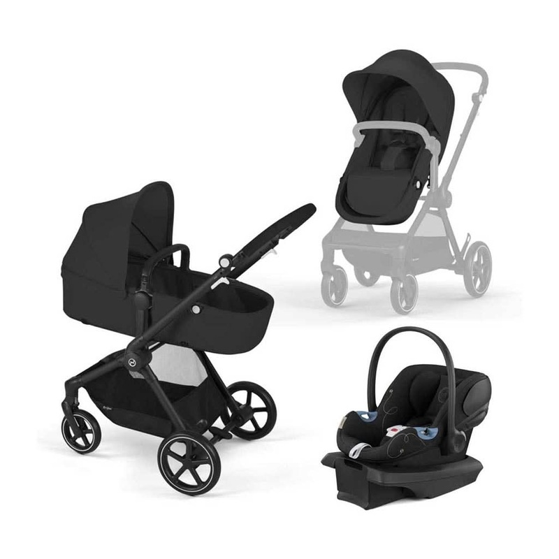 Cybex 5-in-1 EOS Travel System with Aton G Infant Car Seat Black Frame with Moon Black