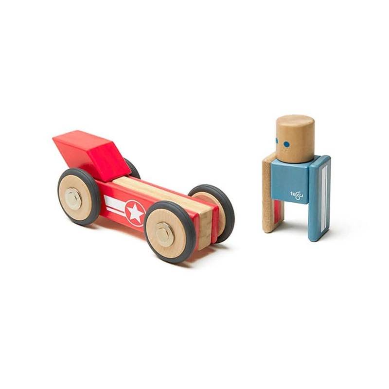 Tegu Daredevil Magnetic Wooden Blocks Stunt Team, 12 pieces