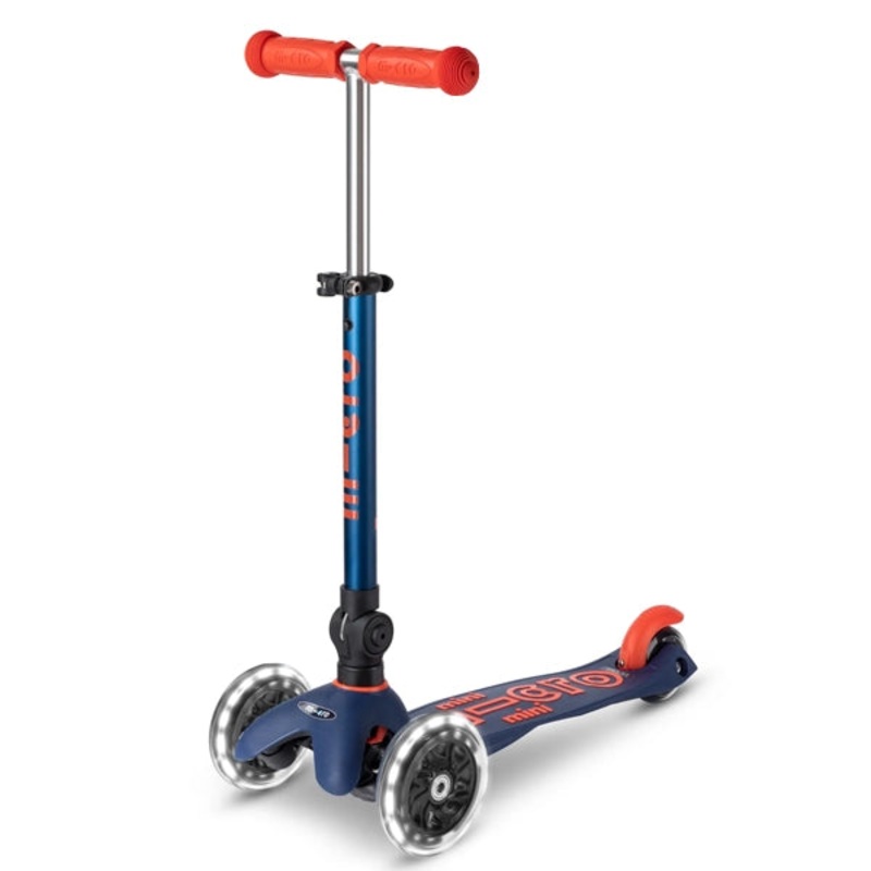 Micro Kickboard Mini LED Foldable Scooter Navy Blue