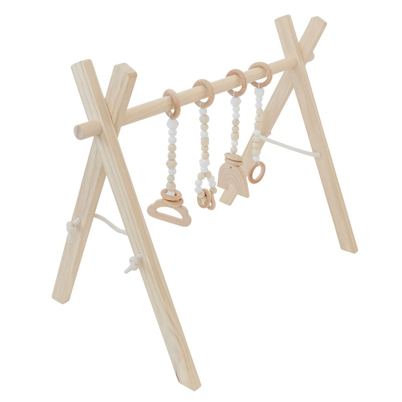 Wood Baby Gym + Toys Natural White