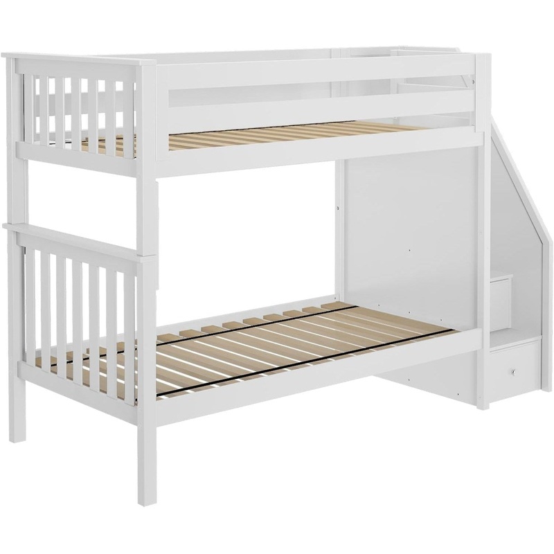 Jackpot Deluxe Twin over Twin Staircase Bunk White