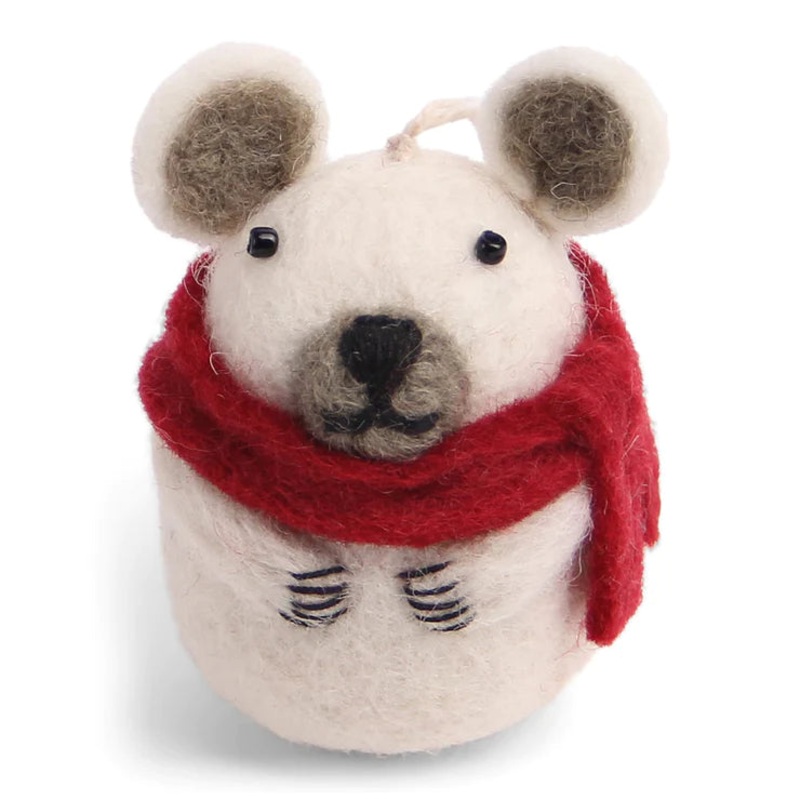 Ice Bear with Scarf Felt Ornament