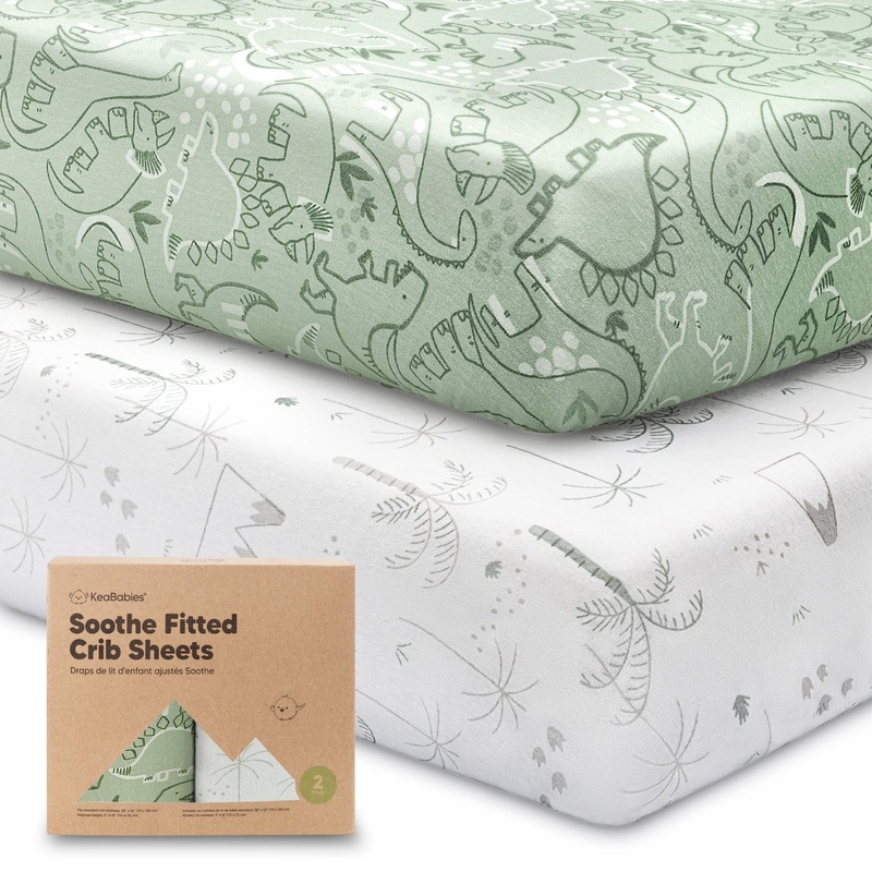 Organic Cotton Fitted Crib Sheet 2pk DinoDood