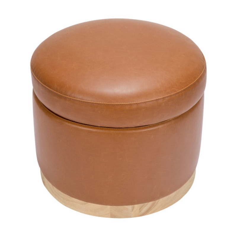 Babyletto Naka Modern Classic Storage Ottoman Vegan Tan Leather