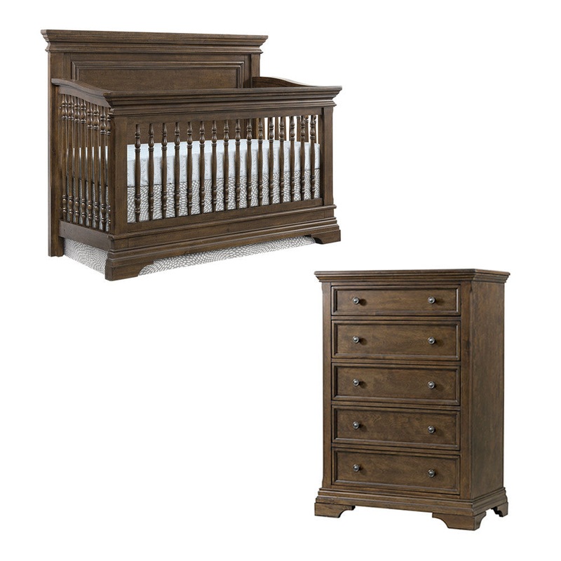 Westwood Olivia 2 Piece Nursery Set – Crib and 5 Drawer Chest in Rosewood