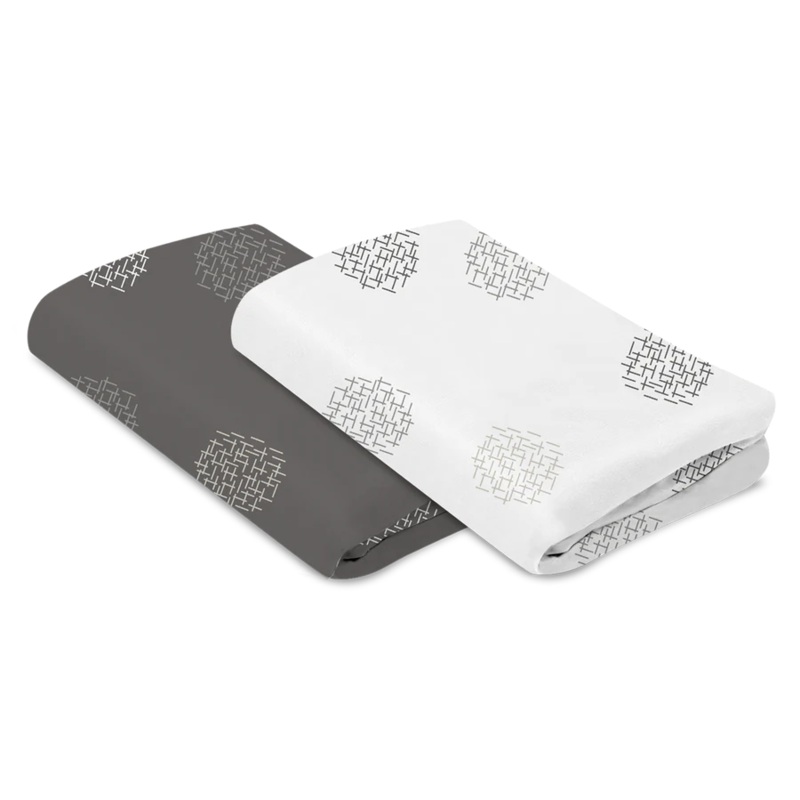 4moms Breeze Cotton Playard Sheet 2-pack White + Grey