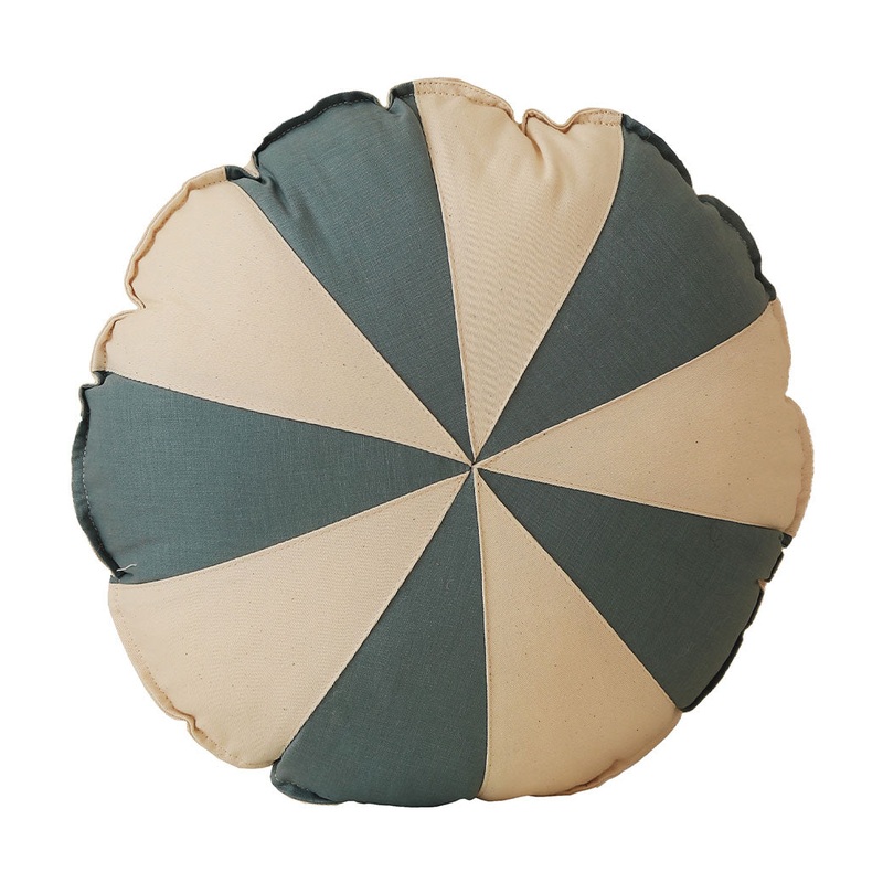 Round Patchwork Pillow Blue Circus