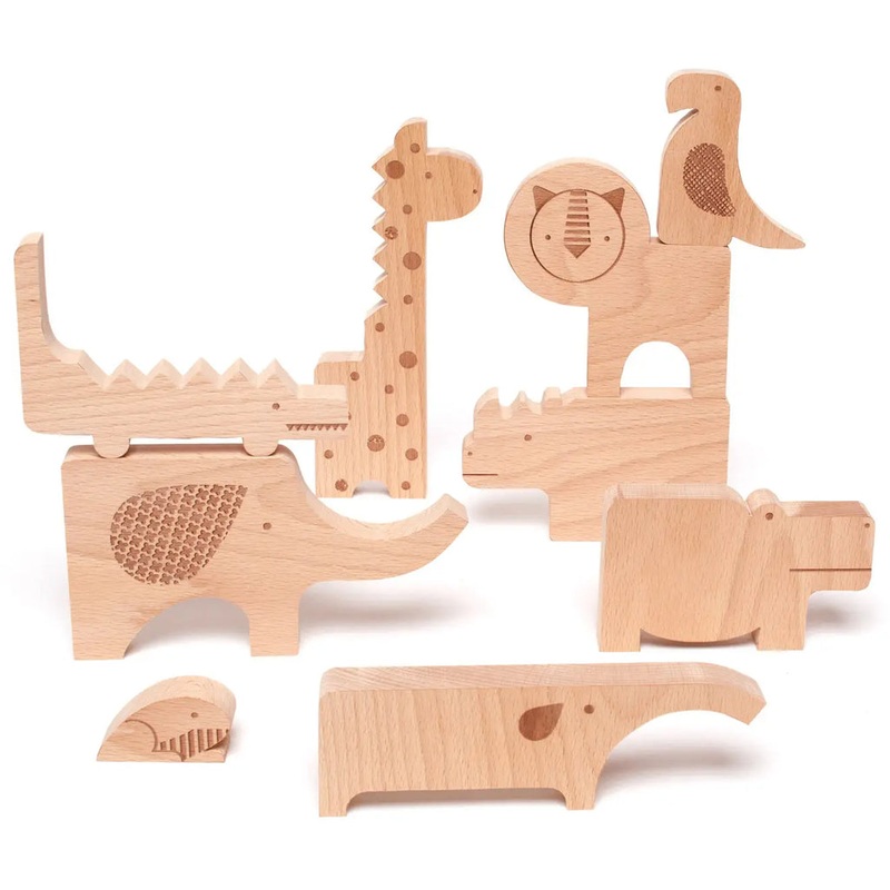 Safari Wooden Puzzle + Play Set