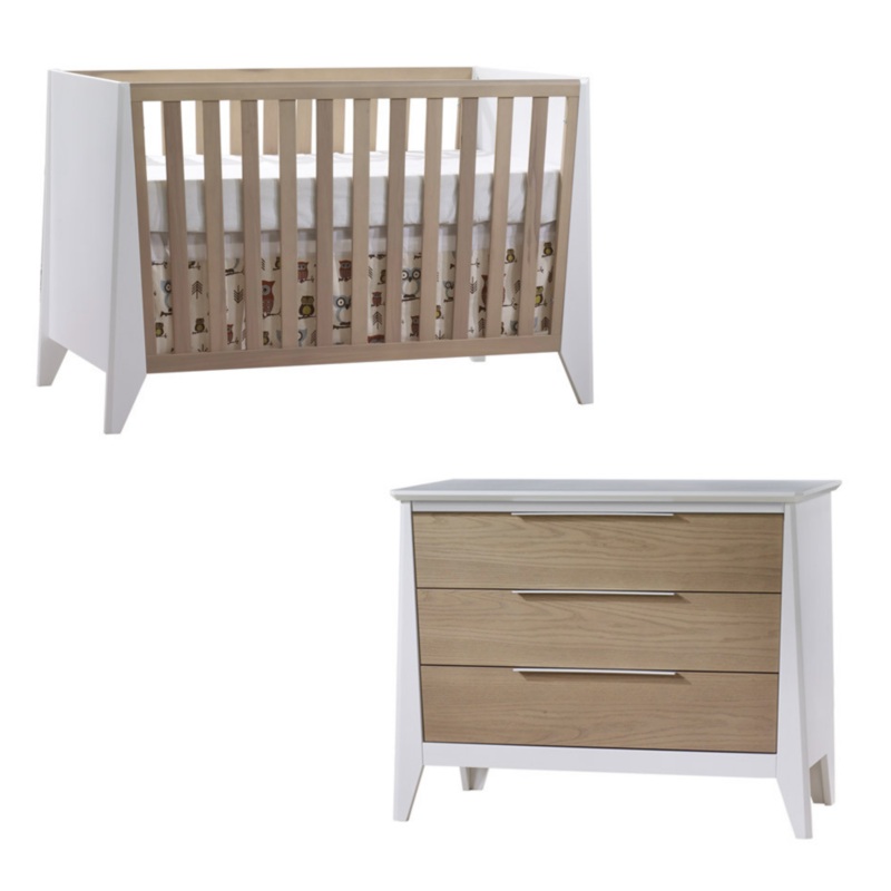 Nest Flexx Premium 2 Piece Crib and Dresser White/Natural Wheat
