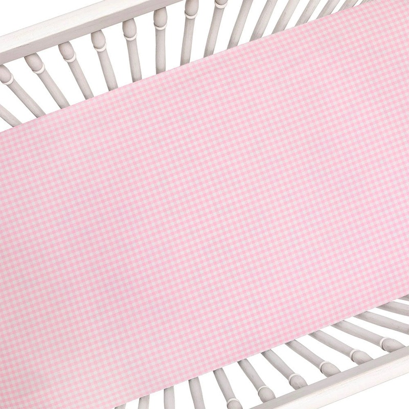 Liz and Roo Pink Gingham Crib Sheet