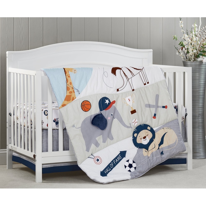 Oxford Baby Zoo Sports 3 pc Baby Crib Nursery Bedding Set