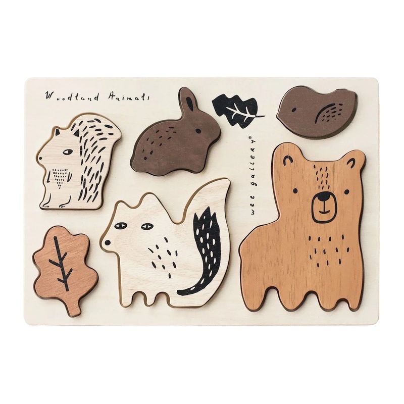 wee gallery Wooden Tray Puzzle- Woodland Animals