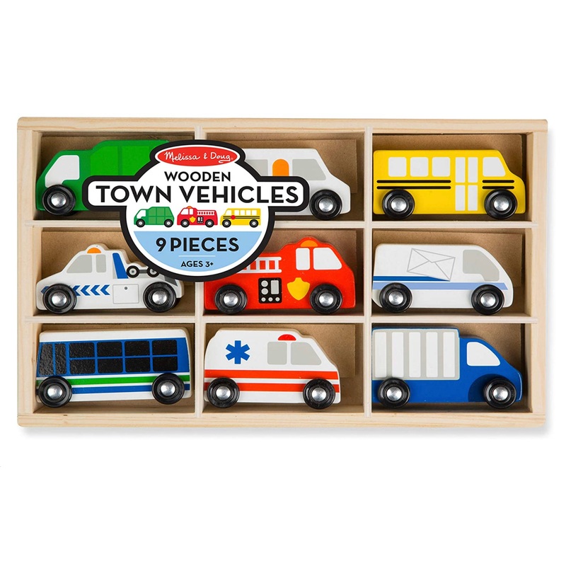 Wooden Cars Set – 9 Pieces