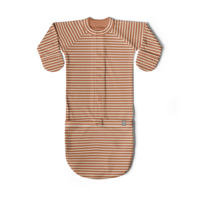 24 Hour Convertible Baby Sleeper Gown – Clay Stripe 0-3M