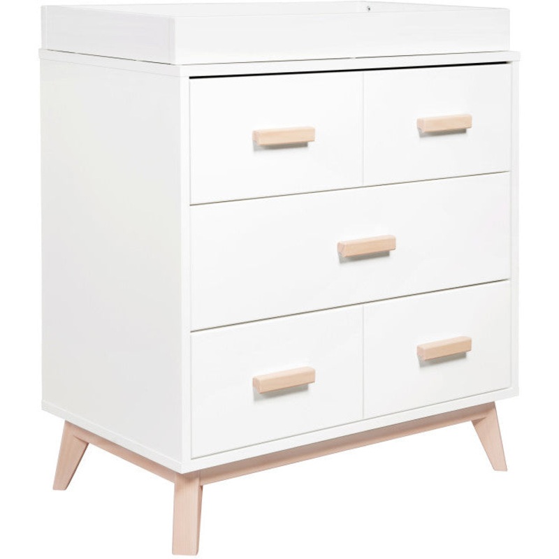 Babyletto Scoot 3-Drawer Changer Dresser with Removable Changing Tray White / Washed Natural