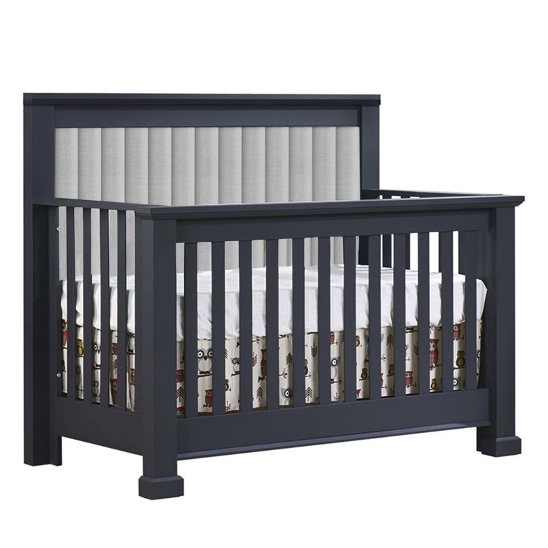 Natart Taylor “5-in-1” Convertible Crib with Channel Tufted Panel Linen Grey (w/out rails) Elephant Grey