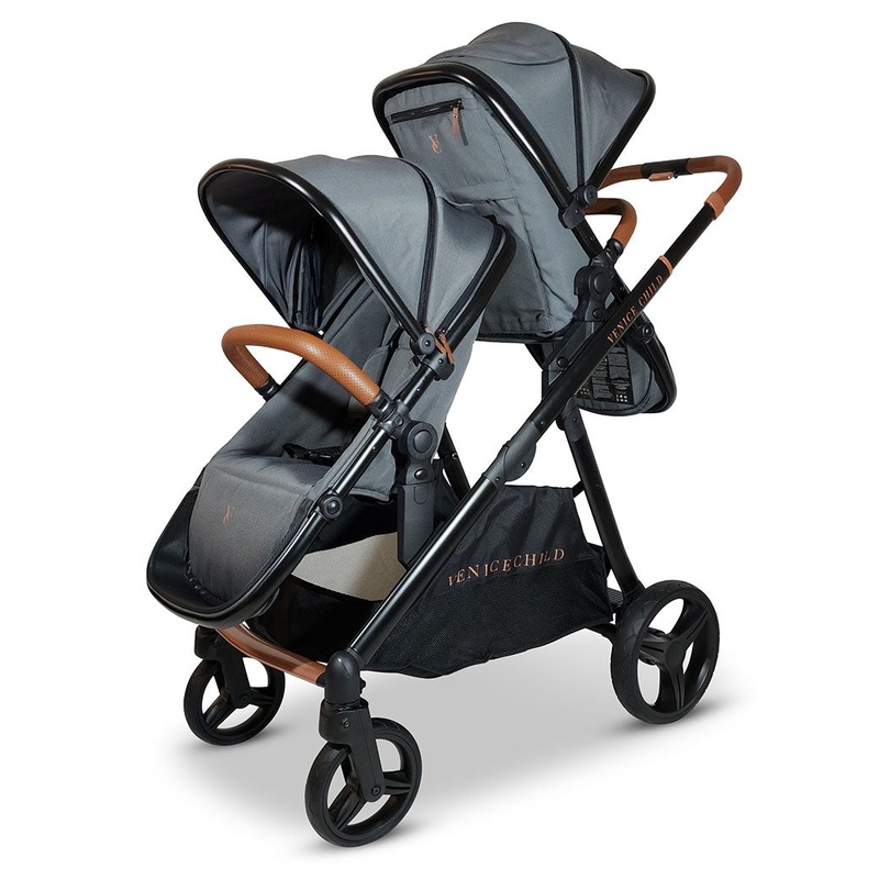 Ventura Single to Double Sit-and-Stand Stroller & 2nd Toddler Seat Shadow