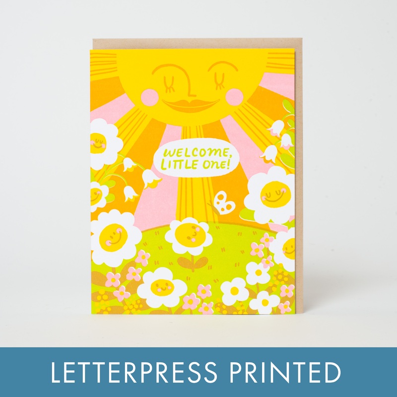 Welcome Baby Garden Letterpress Greeting Card by Hello!Lucky paper tab
