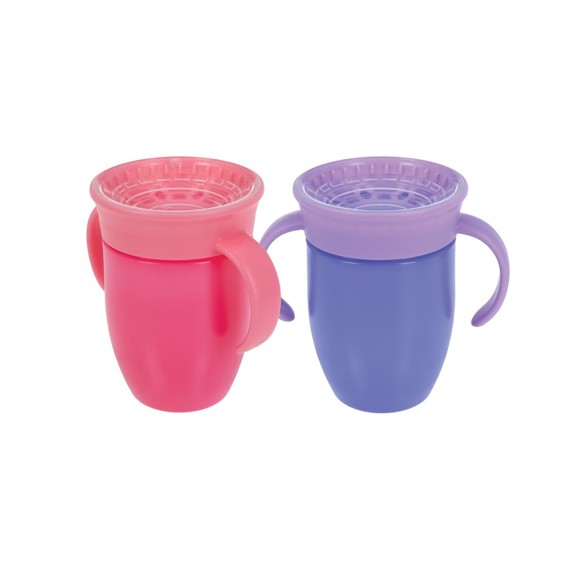 360 Wonder Cup with Handles (2 Pack – 7 oz) | Pink/Aqua