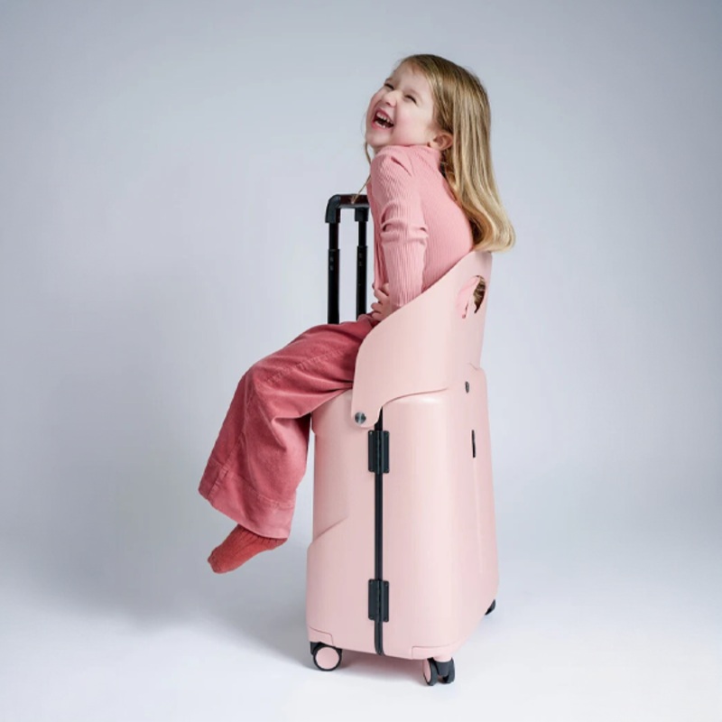 MiaMily Carry On Luggage with Child Seat Dusty pink