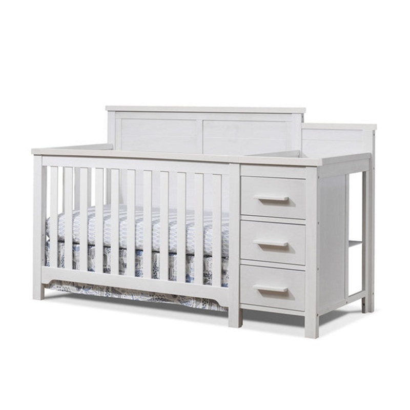 Sorelle Farmhouse Crib And Changer in Weathered White