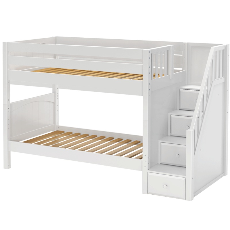 Maxtrix Twin Medium Bunk Bed with Stairs (800 Lbs. Rating) Natural Slat