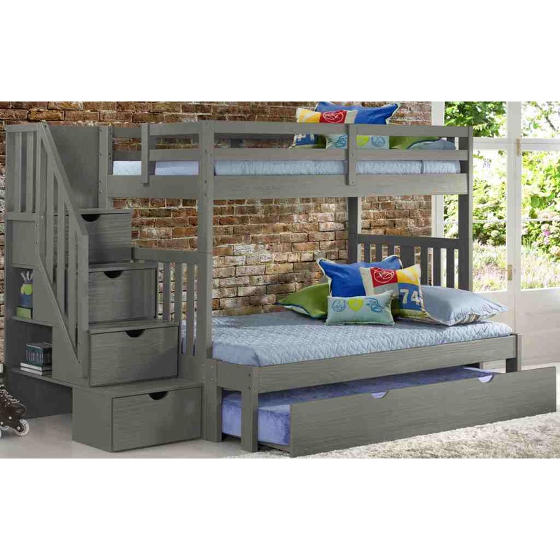 Innovations Twin over Full Staircase Bunk**400 lbs Rating on each Bed Gray Staircase Bunk Bed