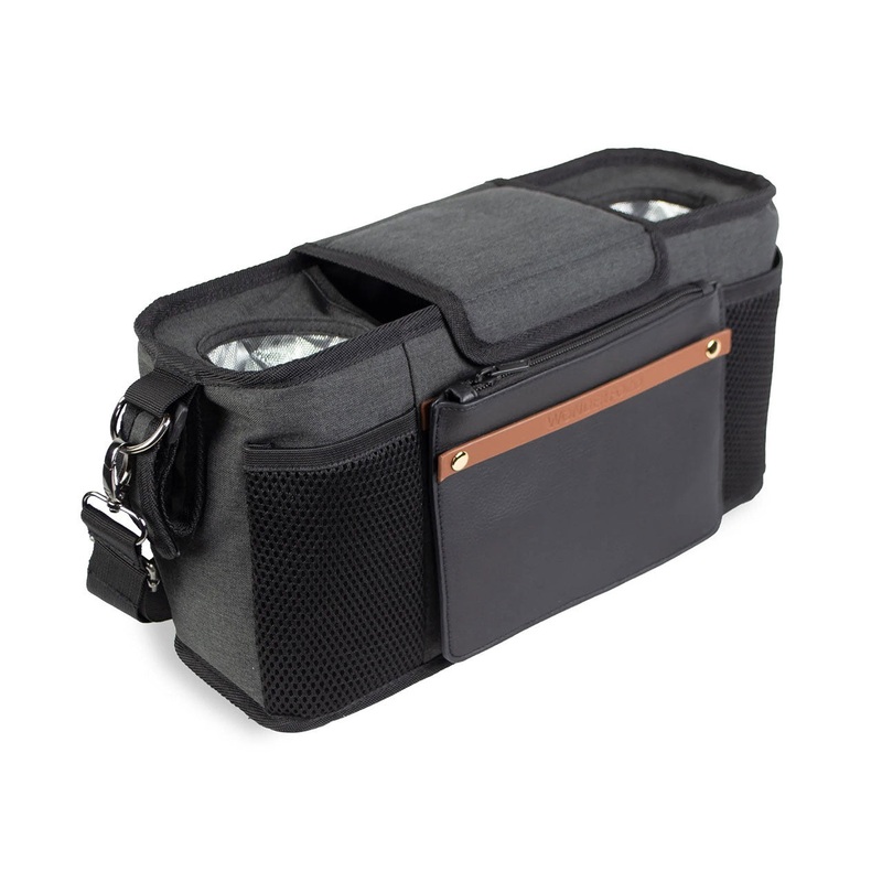 Wonderfold Parent Console with 2 Insulated Cup Holders – Black
