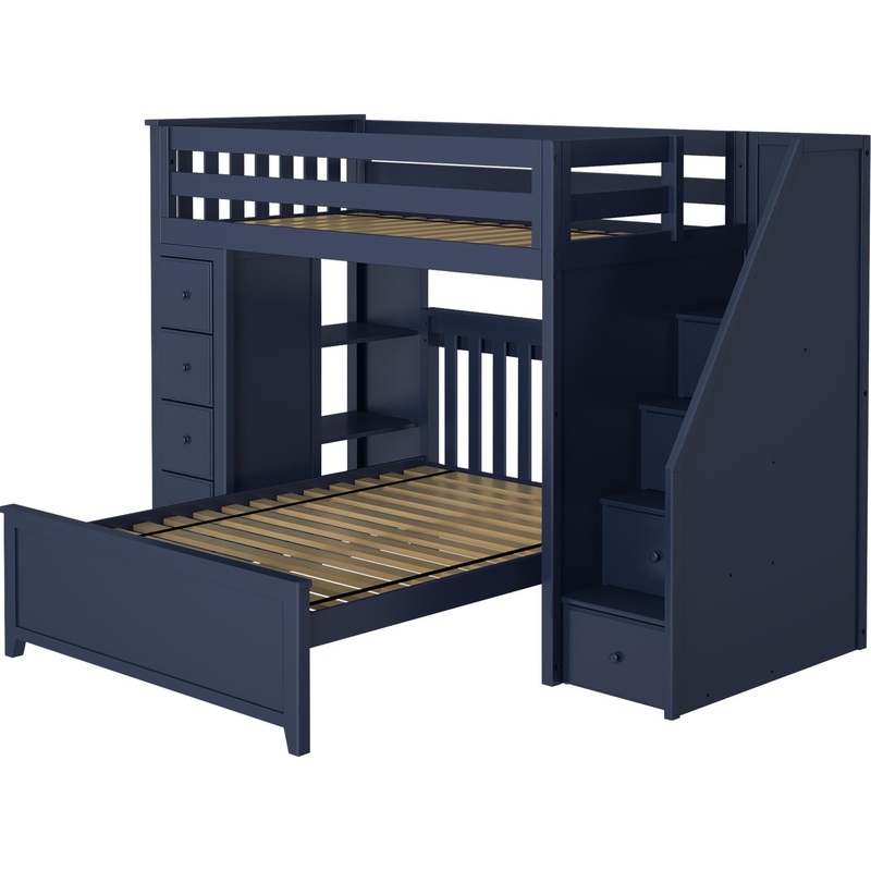 Jackpot Deluxe Staircase Loft Bed Storage + Twin Bed White