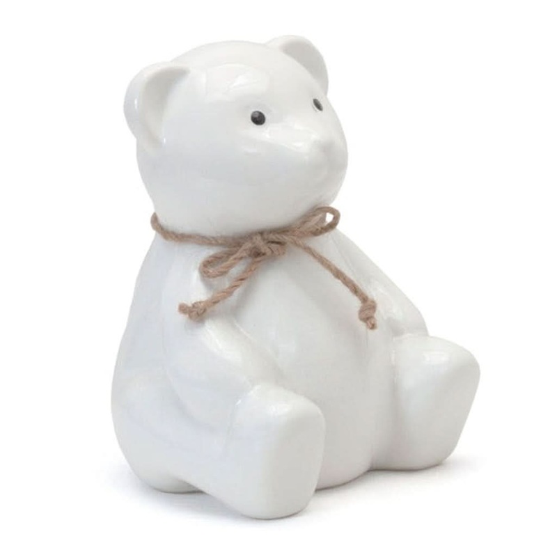 Child To Cherish Teddy Bear Bank, White Teddy Bear – White