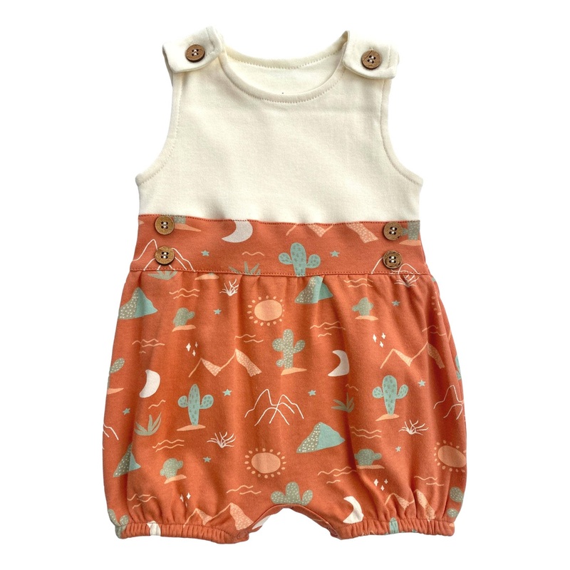Organic Cotton Bubble Romper – Desert 0-3 Months