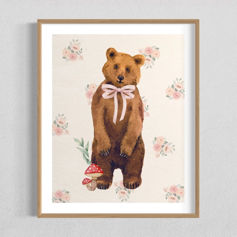 Coco and Blue Vintage Bear Art Print