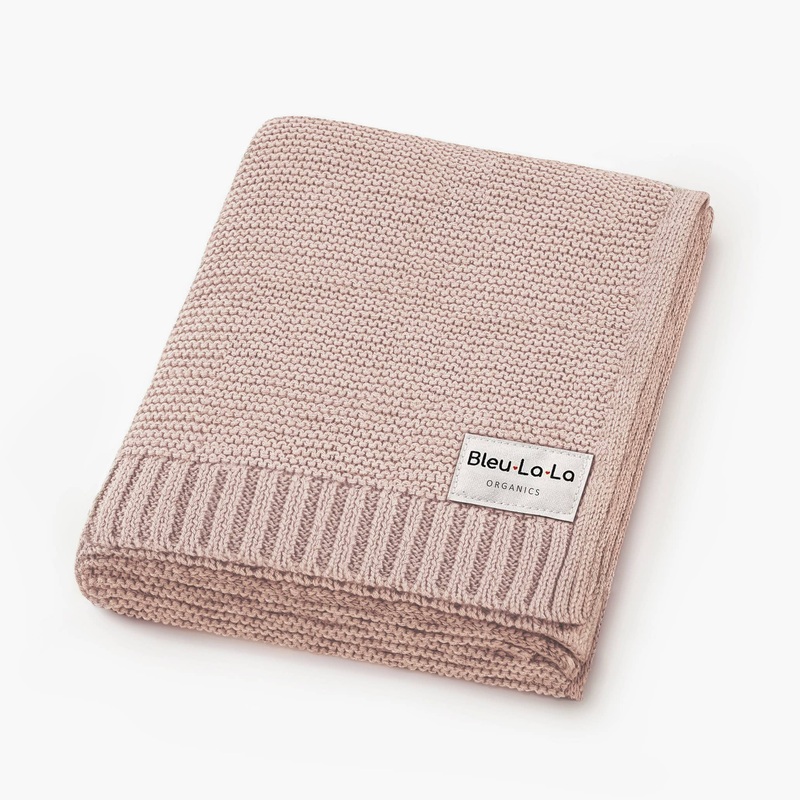 Heritage Knit Swaddle Baby Blanket Blush Pink