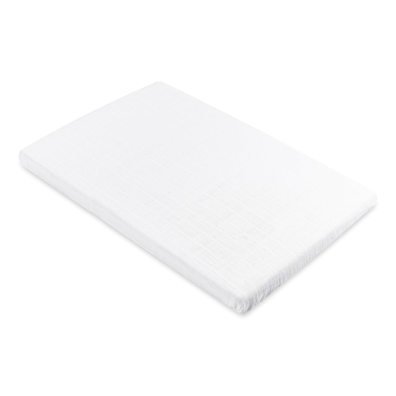 All-Stages Bassinet Sheet In GOTS Certified Organic Muslin Cotton White