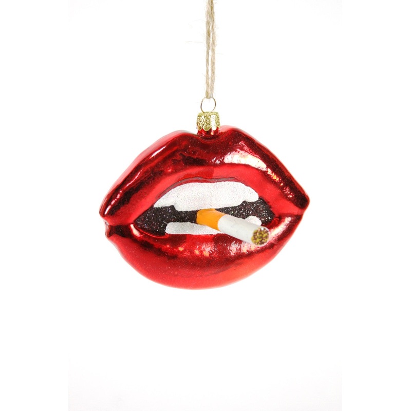 Lips with Cigarette Christmas Ornament