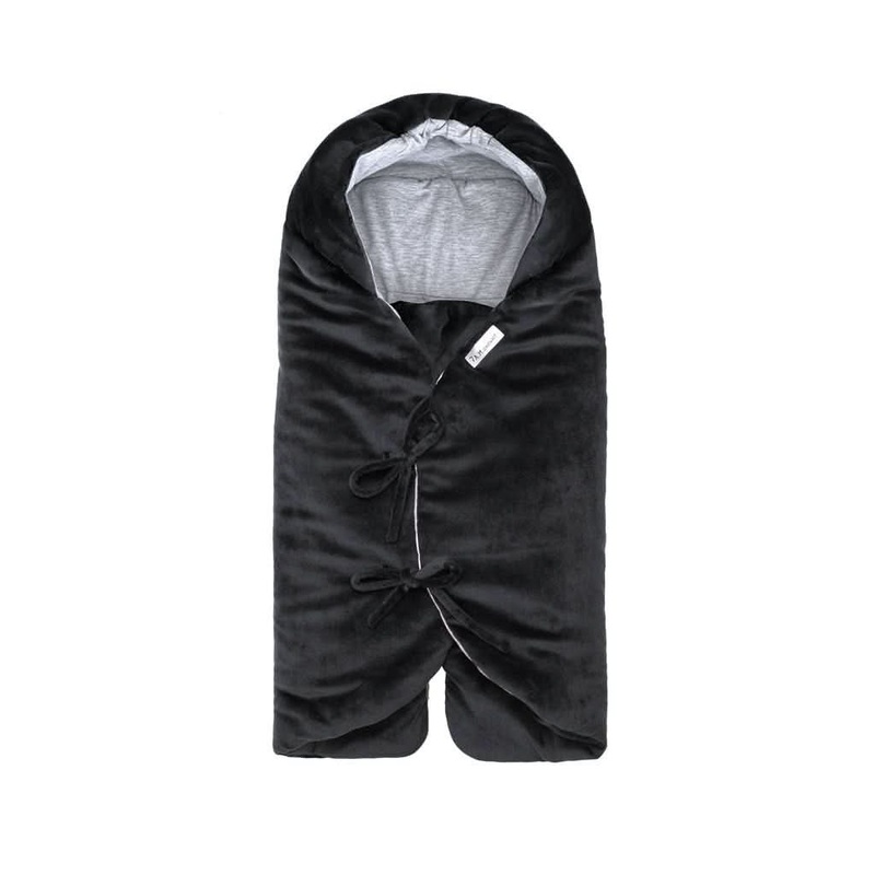 7 AM Nido Velour Baby Wrap Blanket Small 0-6M Black