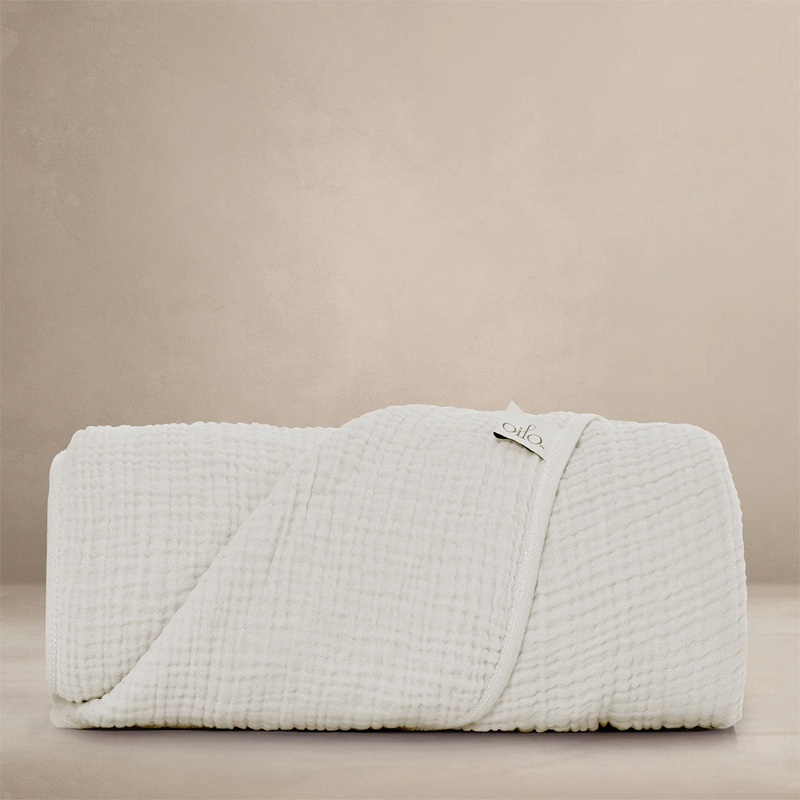 Oilo Fable Blanket- Throw- Eggshell 4 Way Muslin, Organic 45 X 60″