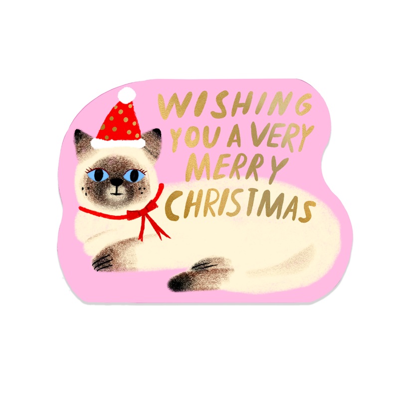 VERY MERRY FELINE – Shaped Holiday Card