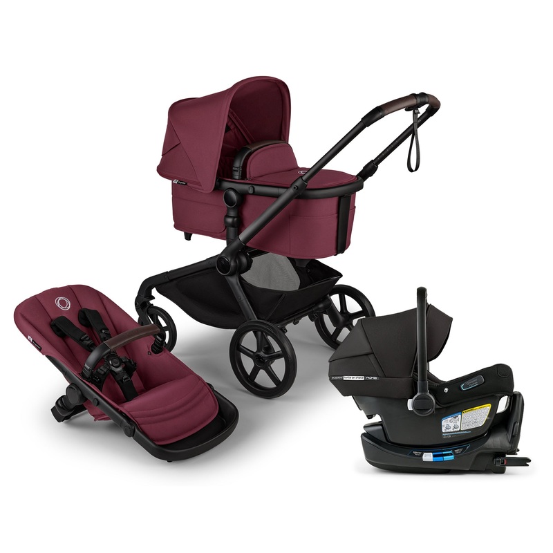 Bugaboo Kangaroo Complete Stroller + Turtle Air Shield By Nuna Car Seat Travel System Dark Cherry