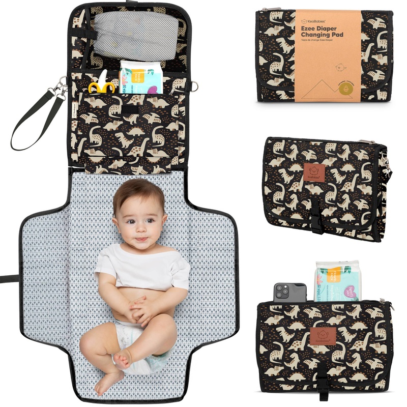 Ezee Portable Diaper Changing Pad, Foldable Changing Mat Dino Ridge