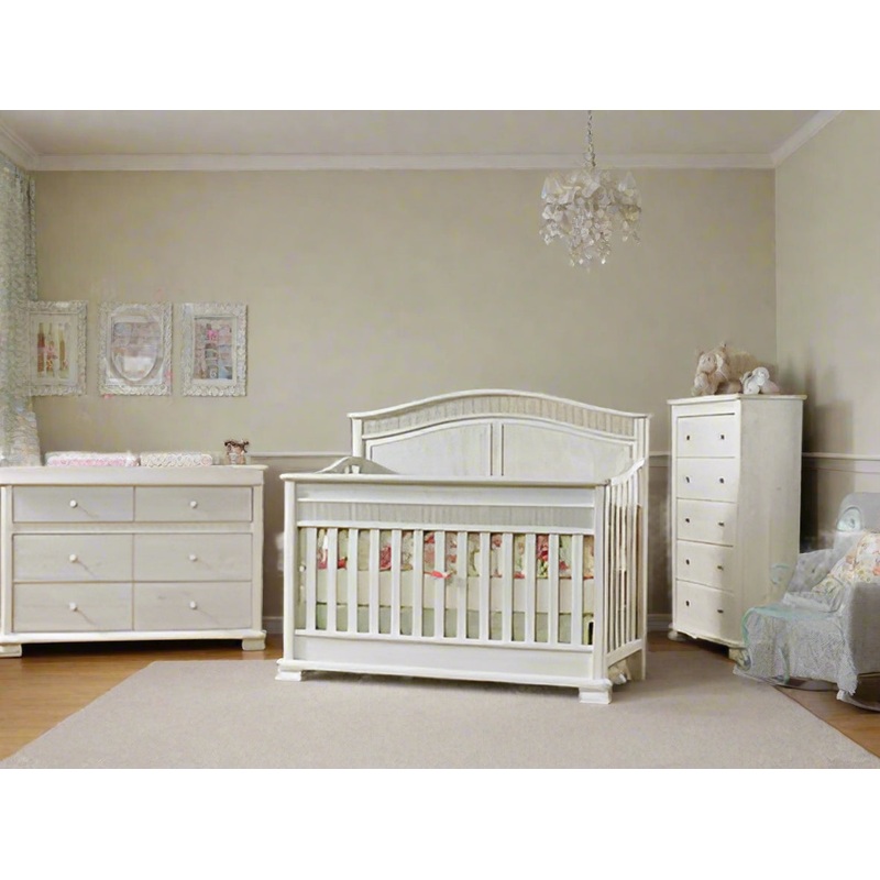 Dolce Babi Florenza Nursery Set – Crib and Dresser Set With Toddler Rail and Changer Top Sugar Cane