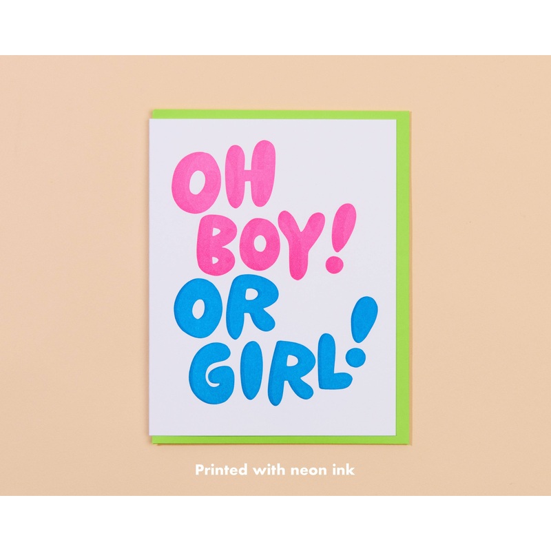 Oh Boy! Or Girl! Baby Shower Letterpress Greeting Card