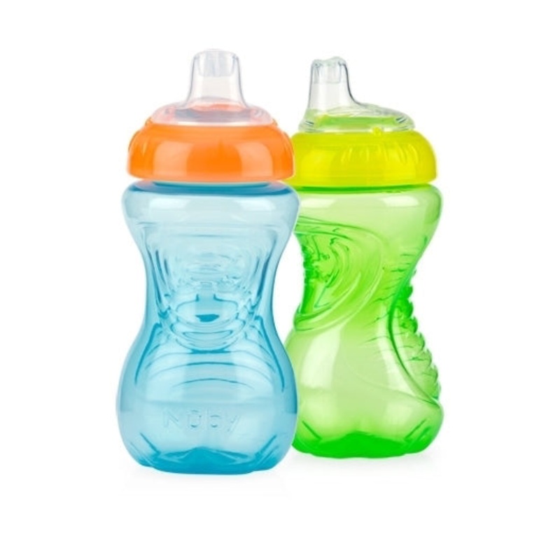 Soft Spout Easy Grip Sippy Cup (2 Pack) Aqua & Green