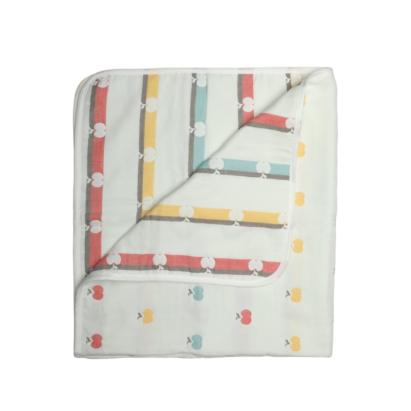 Baby Cotton Quilts Cum Wrappers, White Apple