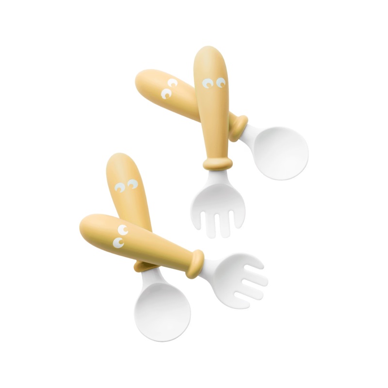 BabyBjorn Baby Spoon and Fork, 4 pcs Powder Yellow