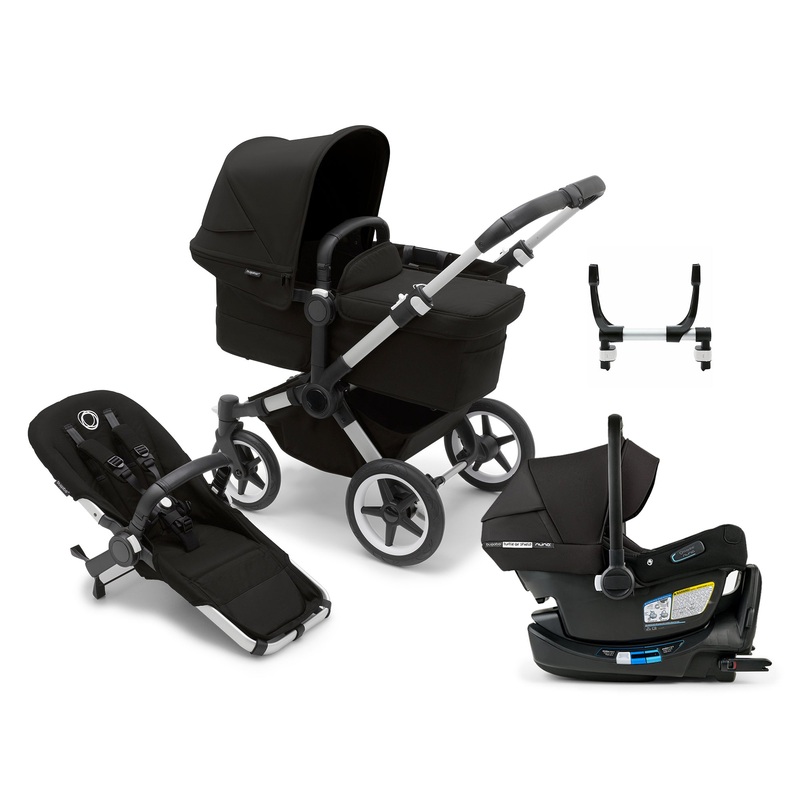Bugaboo Donkey 5 Mono Complete Stroller + Turtle Air Shield By Nuna Car Seat Travel System Midnight Black