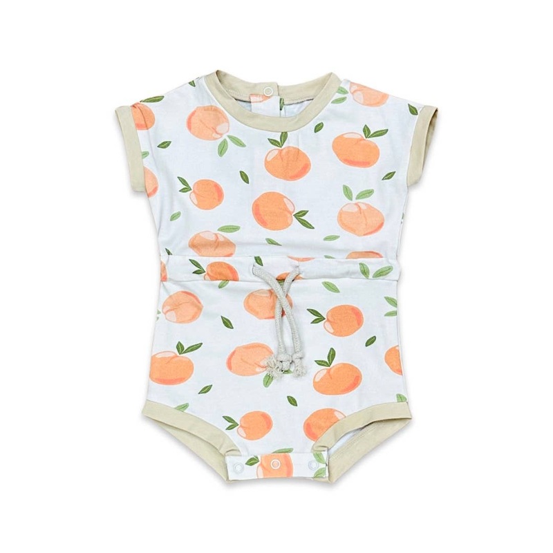 Peaches Tie Baby Playsuit Romper (Organic Jersey) Natural 3-6 Months