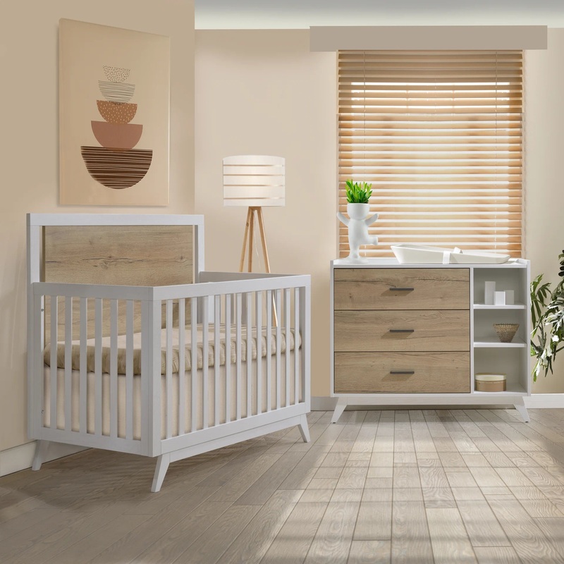 Tulip Juvenile SIssi Crib to Double with Combo Dresser Grey