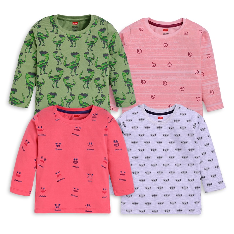 Baby Boys Pack Of 4 Full Sleeve T-Shirt 100% Cotton M – 3 to 6 Months
