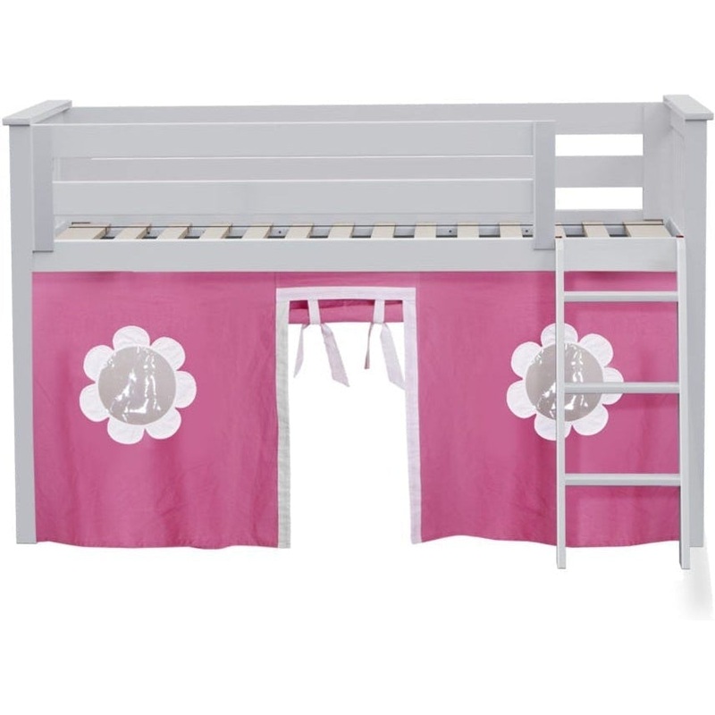 Jackpot Deluxe Twin Play Loft with Pink/White Curtain White